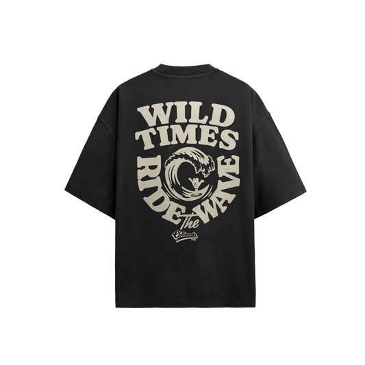 WILD TIMES OVERSIZE T-Shirt - WASHED BLACK